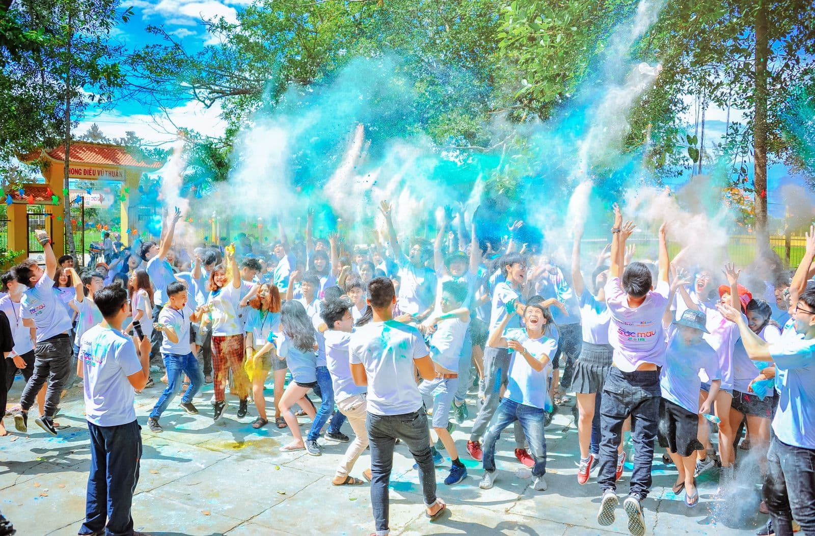 Community gathering in a park